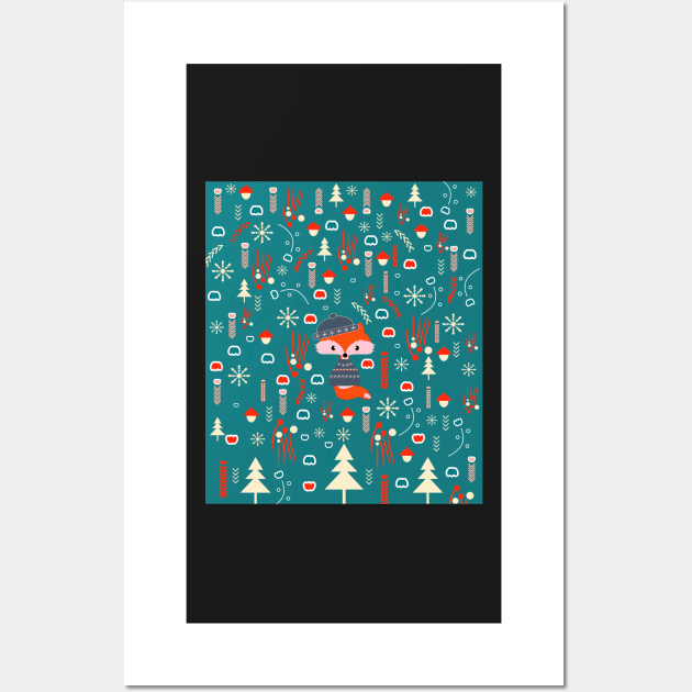 Cute fox waiting for Christmas Wall Art by cocodes